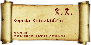 Koprda Krisztián névjegykártya